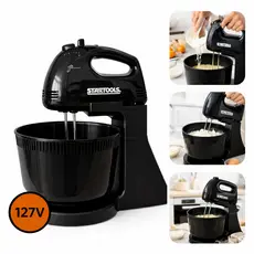 Batedeira Elétrica 2 Litros Potente 127v com Tigela Preta para Bolo Massa Cozinha Fácil de Usar