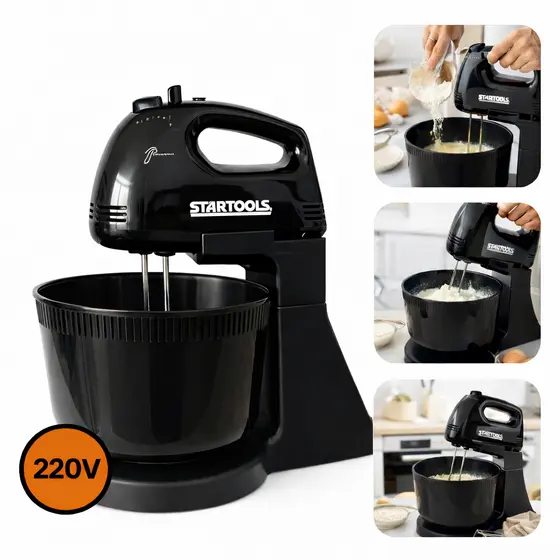 Batedeira Elétrica 2 Litros Potente 220v com Tigela Preta para Bolo Massa Cozinha Fácil de Usar