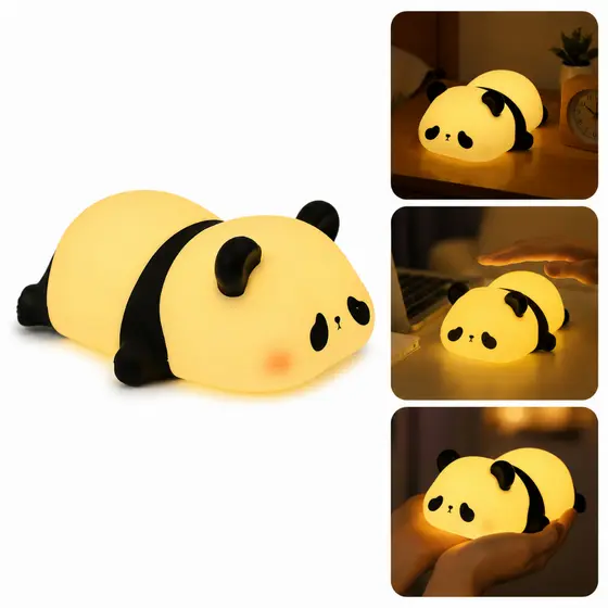 Luminária LED Panda Silicone Abajur Infantil Recarregável Decorativo