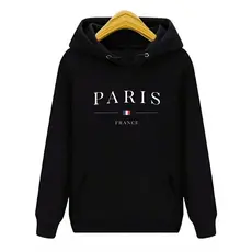 Blusa De Frio Moletom Pluz Size PARIS Canguru Em Algodão