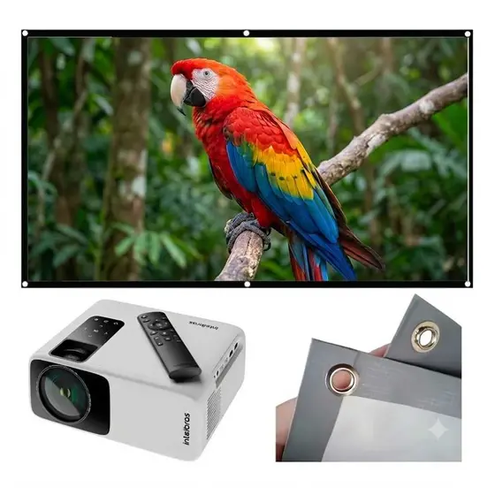 Tela Para Projetor  100”Polegadas  2,00 x 1,40  Estory Profissional – Alta Definição para Projeção 4K Full Hd