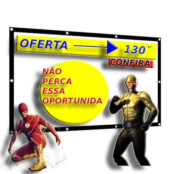 Tela Para Projeto Estory 130 Polegadas 2,30 x 1,5 Metros Serve p/ Todos Projetores Full Hd 4K Ilhos Area interna Externa