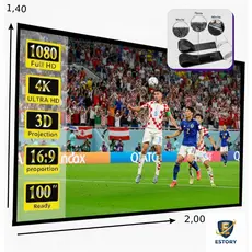 Tela Telão Projetor Projeção 4k Full HD 100 Polegadas Com Velcro Marca Estory Telas Cor Branca Copa