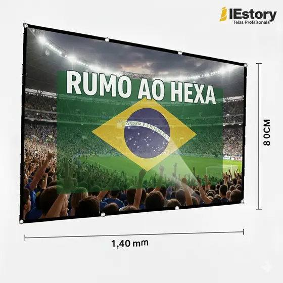 Tela de Projeção Profissional Estory – Alta Definição & Ganho de Brilho – 1,40m x 0,80m