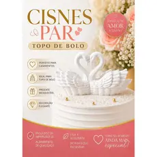 Topo de Bolo Cisnes em Par Decoração Casamento Noivos