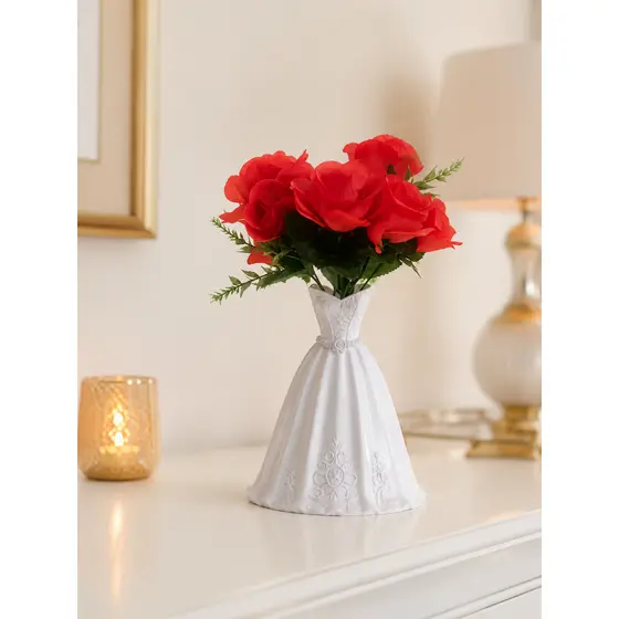Vaso Vestido de Noiva Para Flores Secas Decoração de Casamento Quarto Sala e Presente