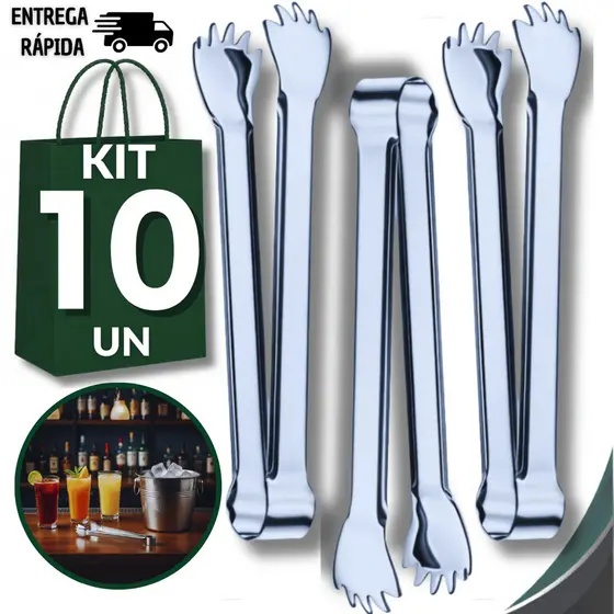 Kit 10 Pegadores de Massas Serrilhado Aço Inox 20Cm para Petiscos Massas Cozinha Buffet Utensílios