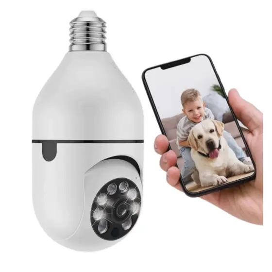 Câmera Segurança Lâmpada WiFi 360° HD com Visão Noturna, Áudio, Alerta e Acesso Remoto App
