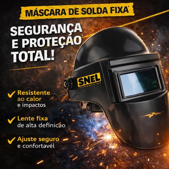 Máscara de Solda Fixa Reforçada Alta Resistência ao Calor e Carneira Ajustável para Máximo Conforto