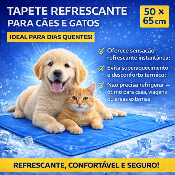 Tapete Refrescante para Cães e Gatos com Gel 50x65 cm Ideal para Dias Quentes