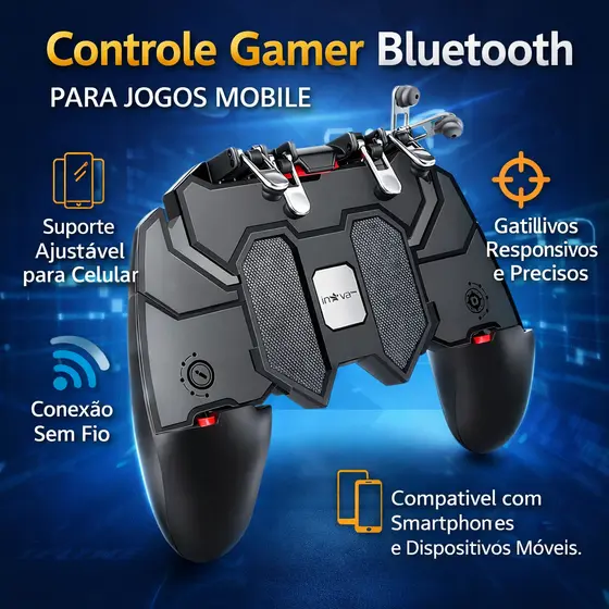 Gamepad Controle Gamer Mobile Bluetooth com Suporte para Celular e Alta Performance
