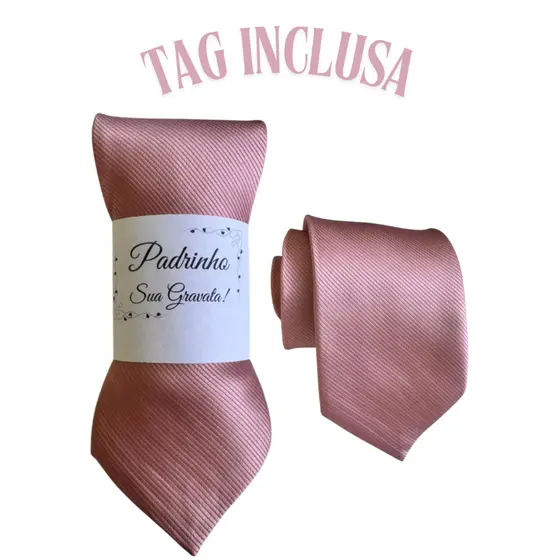 Kit 04 a 17 Gravatas Rosé Slim Para Padrinhos e Casamento