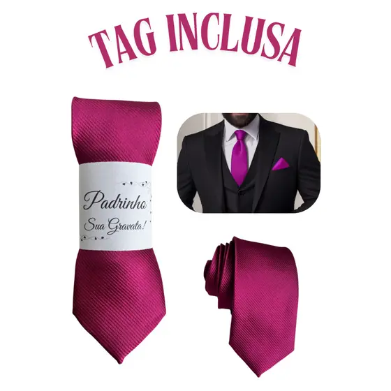 Gravatas Rosa fúcsia para Padrinhos de Casamento Slim