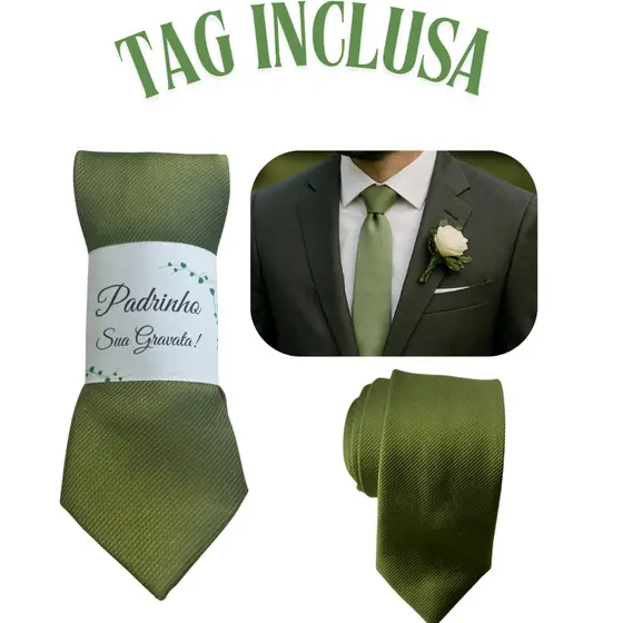 Kit 04 a 17 Gravatas verde oliva claro Para Padrinhos de Casamento