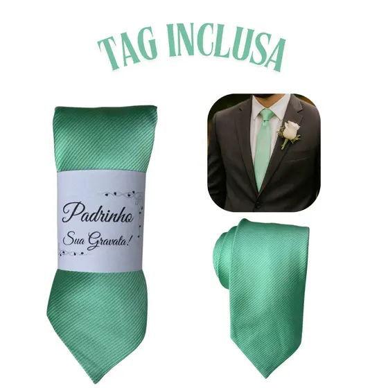 Kit 04 a 17  Gravatas verde menta Slim Para Padrinhos e Casamento