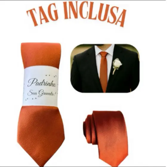 Gravata Slim Terracota Para Padrinhos de Casamento