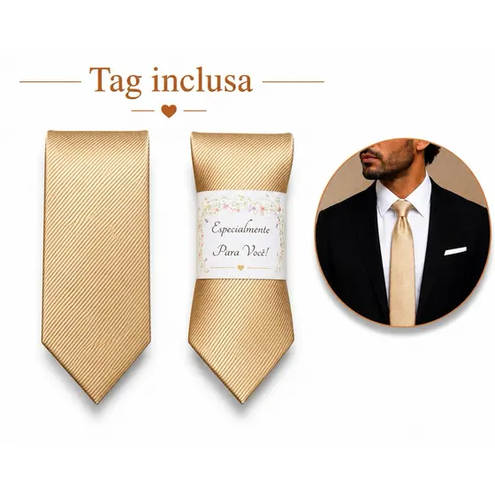 Gravata Slim Bege Especialmente Para Você Padrinhos de Casamento
