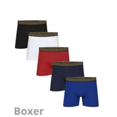 kit 5 Cuecas Masculina Boxer No Algodão Confortável Elegante