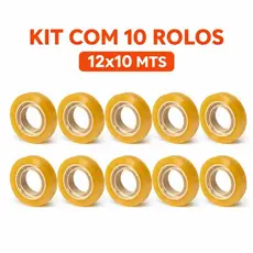 Kit 10 Rolos Fita Adesiva Transparente 12mm x 10m Tipo Durex – Atacado Escritório Escola
