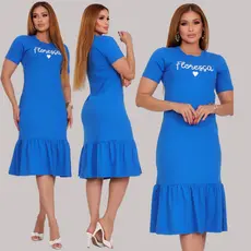 Vestido Feminino Evangélico Moda Modesta Moderno Confortavél Alta Qualidade com Babado