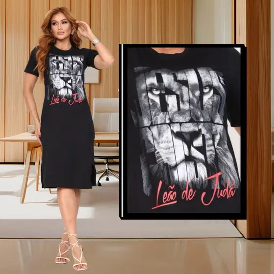 Vestido Midi Moda Evangélica Elegante Casual Fenda Lateral Com Silk 100% Algodão