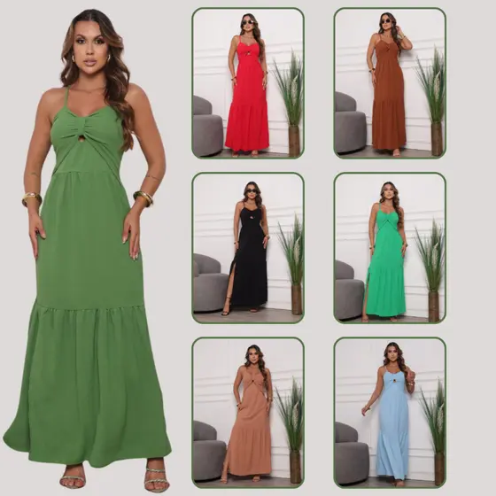 Vestido Feminino com Alça Regulável Moderno Barato