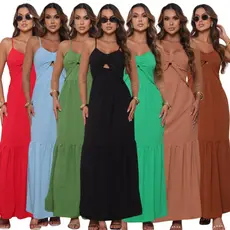Vestido Longo Feminino Estiloso com Fenda Soltinho