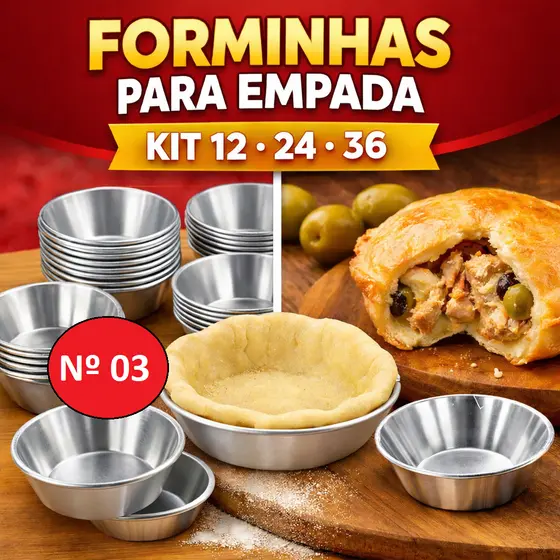 Forma Para Empadas em Metal Resistente Nº3 kit 12, 24 e 36 Uni. – Faça Empadas Perfeitas Fácil e Rápido