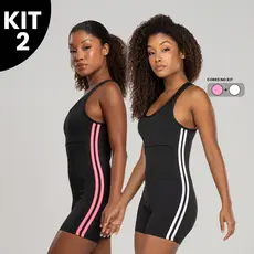 Kit 2 Macaquinhos Fitness Feminino Cruzado – Costas Aberta Modela o Corpo Academia e Treino
