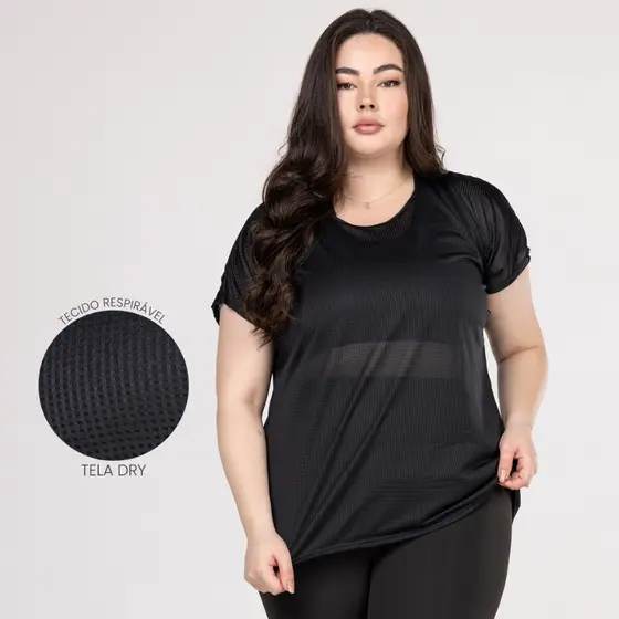 Blusa Plus Size Fitness Feminina Dry - Camiseta Academia, Musculação e Caminhada