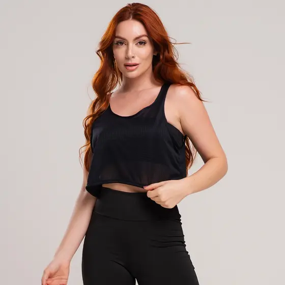 Regata Cropped Feminina Dry Fit Lisa Nadador - Academia, Treino, Leveza e Secagem Rápida