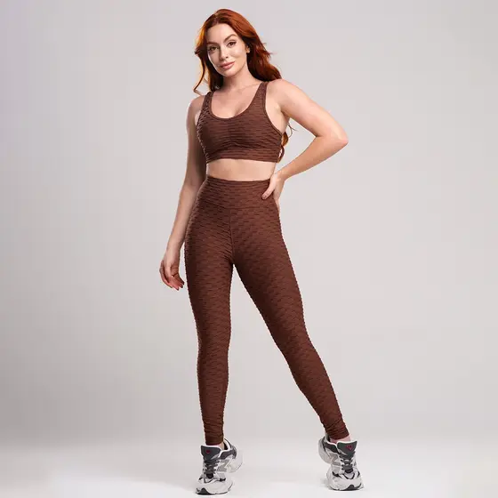 Conjunto Fitness Feminino Bolha - Legging e Top Nadador, Zero Transparência, Academia e Conforto