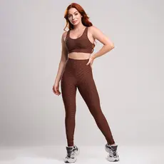 Conjunto Fitness Feminino Bolha - Legging e Top Nadador, Zero Transparência, Academia e Conforto
