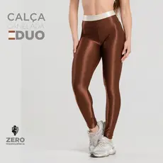 Calça Fitness Duo Trilobal Canelada Brilhosa – Cós Alto Modeladora Feminina