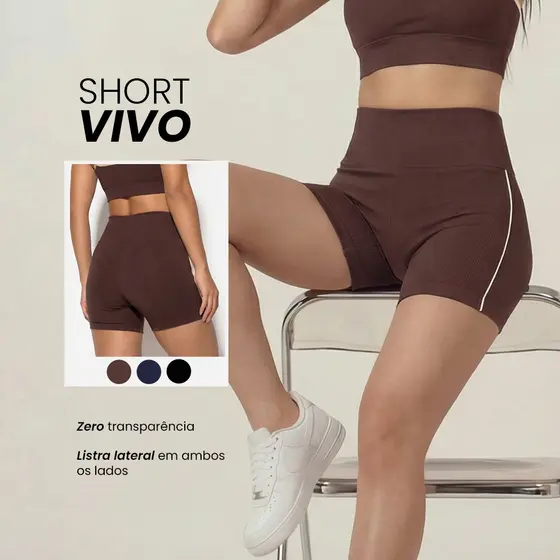 Short Fitness Feminino Cintura Alta Zero Transparência - Academia, Corrida, Treino e Conforto