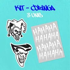 KIT - ADESIVO VINIL - CORINGA - 3 unid - 10 CM MOTO,BICICLETA,SKATE,NOTEBOOK,ESPELHO,STICKER