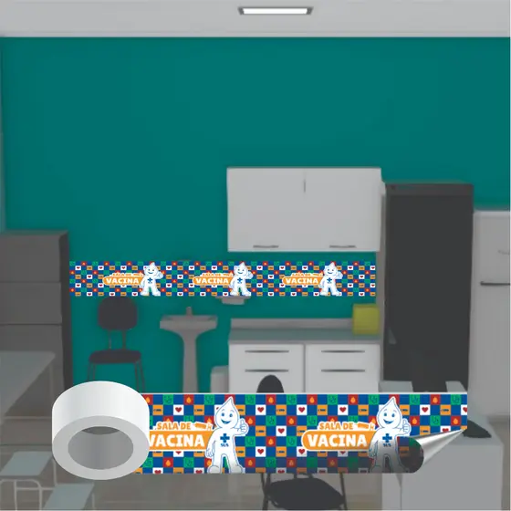 SALA DE VACINAÇÃO FX0.129 - Faixa adesiva para decorar parede, 2M, DECORAÇÃO DE PAREDE