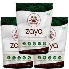 Kit 3 Farinhas Zaya Flour Mandioca sem Glúten Multiuso Vegana 1kg