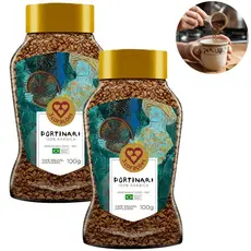 Kit 2 Café Solúvel Liofilizado Portinari Vidro 3 Corações 100g