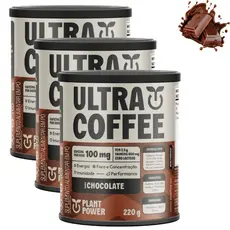 Kit 3 Ultra Coffee 220g Chocolate Plant Power Café S/ Glúten Pré Treino
