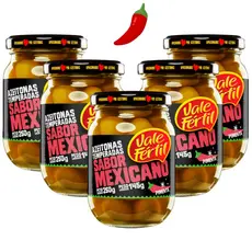 Kit 5 Azeitonas Temperadas Sabor Mexicano Pimenta Vale Fértil 145g