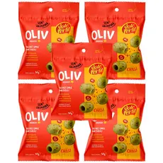 Kit 5 Snack´s Azeitona Verde Chilli S/ Caroço Vale Fértil Snack Apimentado 50g