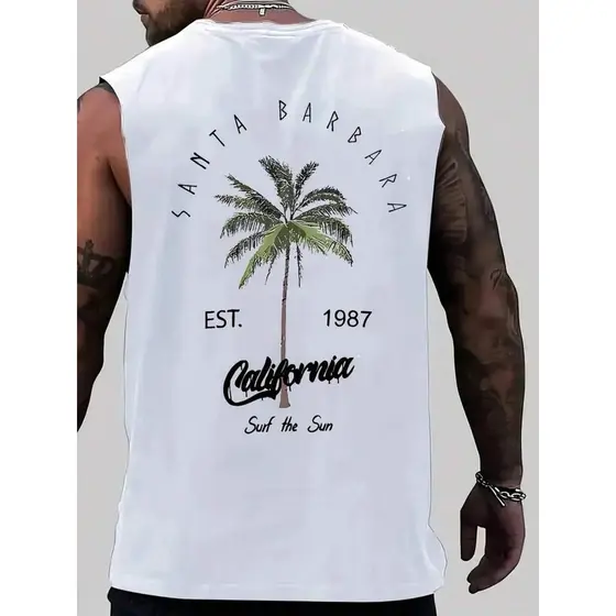 Regata Camisa Camiseta Cavada Machão Masculino California Sem manga Verão Academia Esporte Algodão