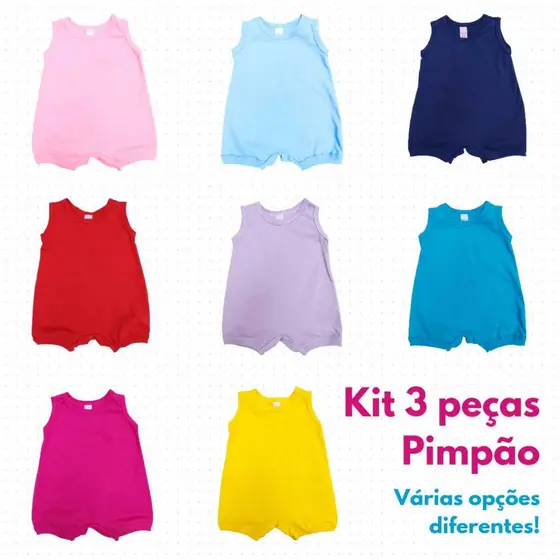 Kit 3 Pimpão Bebê Varias Cores ( Lisos ) 100% Algodão