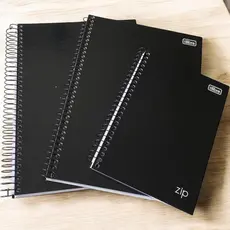 CADERNO ESPIRAL CAPA DURA 1 OU 10 MATÉRIAS UNIVERSITÁRIO  ZIP PRETO -TILIBRA 2025