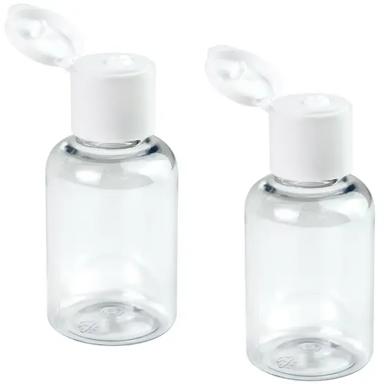 50 Mini Frascos Pet 30ml Tampa Flip Top Álcool Gel Shampoo