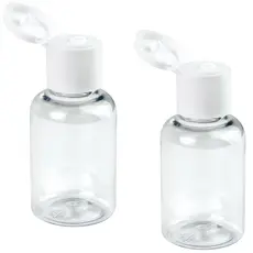 50 Mini Frascos Pet 30ml Tampa Flip Top Álcool Gel Shampoo