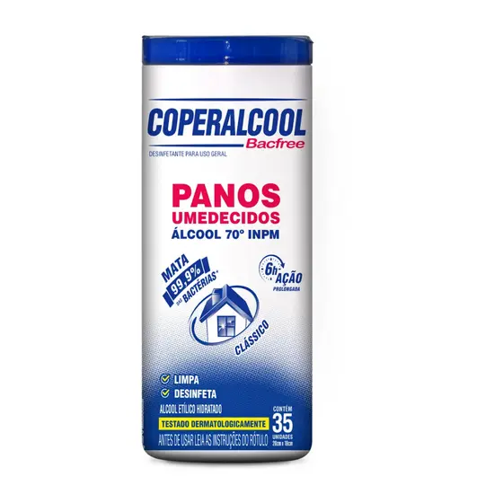 Pano Lenços Umedecidos Desinfetante Álcool 70°- Coperalcool 35 unidades