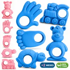 Kit Mordedor para Bebê Infantil Macio Silicone Alivia Gengiva Dentição Mãozinha Pezinho