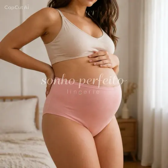 Calcinha Gestante Pós-Parto Cintura Alta Hot Pants Plus Size